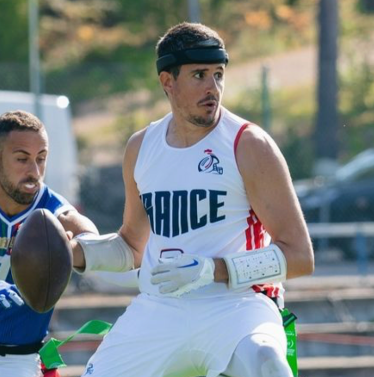 Athlete in flag football review their headband